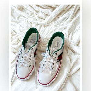Gucci Tennis 1977 White Sneakers with Green and Red Stripes